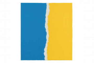 Torn paper blue and yellow background representing ukraine flag, offering solidarity and support
