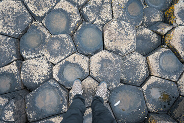 Blick auf die Steine von Giant`s Causeway in Nordirland