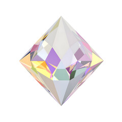 Diamond shape illustration with reflective facets on transparent background