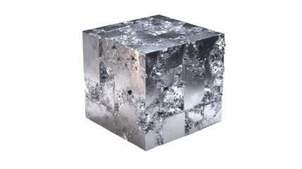 Obraz premium Galena metallic cube background isolated on a Transparent background, PNG file.