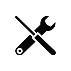 Tools and Service icon. Screwdriver and wrench solid icon vector design good for web or mobile app