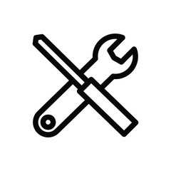 Tools and Service icon. Screwdriver and wrench outline icon vector design good for web or mobile app