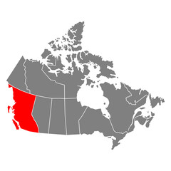 Obraz premium British Columbia of Canada map shape, travel web flat concept icon vector illustration .