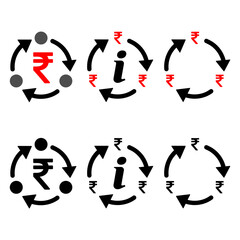 Set of Rupee money change icon, trade cash information web symbol, convert sign vector illustration .