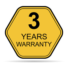 Three years warranty shadow icon, badge seal guarantee certificate customer sign, stamp vector illustration .
