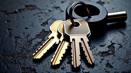 Vintage Keyring, Security Access, Metallic Tools, Home Ownership Symbol, Locksmith Objects, Gaining Entry, Trust and Safety.