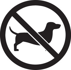 Clear graphic illustration depicting a forbidden access symbol for domestic animals, commonly seen in public places to maintain cleanliness and prevent disturbances.