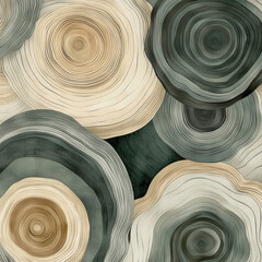 A collection of variously sized circles, some of which are overlapping. The circles are arranged in a way that creates a sense of depth and movement