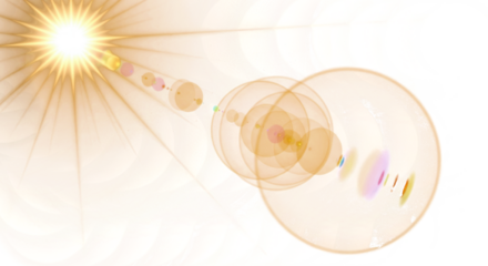Vibrant Golden Light Burst with Abstract Orange Lens Flares