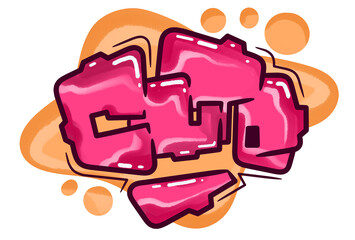 cute word gaffiiti brush text illustration