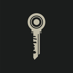 Real Estate Key Icon or Abstract Security Symbol, Vector Illustration of Modern Digital Key on a Dark Background