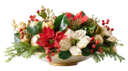 Holiday table centerpiece background isolated on a Transparent background, PNG file.