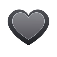 Fototapeta premium Stylized heart shape with dark outline and gray gradient color, isolated