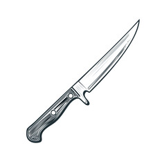 Fototapeta premium Sharp Knife Illustration with Wood Handle and Steel Blade - Kitchen Cutlery