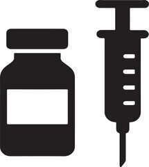 Minimalist Vaccine and Syringe Icon – Medical Injection, Immunization, Healthcare Symbol