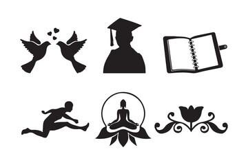Education, Meditation, and Lifestyle Silhouettes