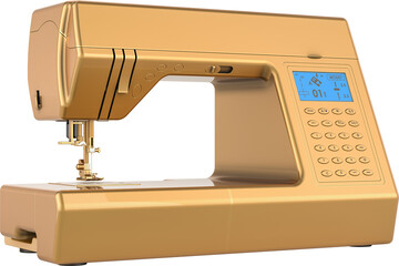 Golden Electronic Sewing Machine, transparent background