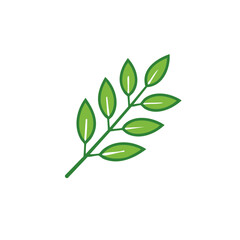 Obraz premium Stylized green plant branch with leaves for logo design elements.