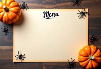 Blank menu form on aged paper for Halloween with space for text