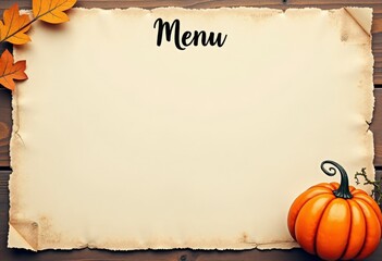 Blank menu form on aged paper for Halloween with space for text