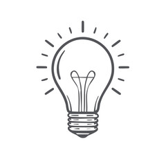 Illuminating idea graphic lightbulb illustration icon, a single object conveying inspiration and innovative thinking with a line art design