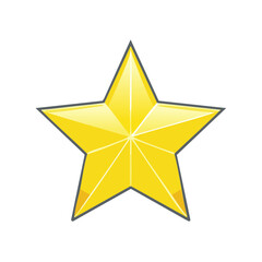 Obraz premium Stylized five-pointed yellow star with gray border, holiday and decoration, geometric shape, glossy finish