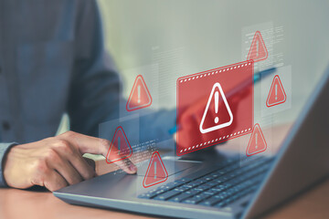 Cybersecurity, System warning hacked alert, Protection against personal data hacking	