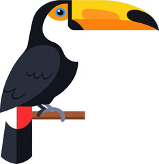 Obraz premium Cute Toucan Bird Vector Illustration with Bright Beak