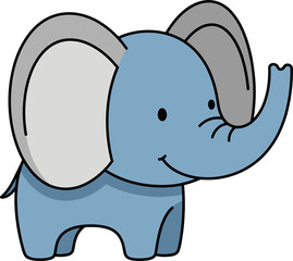 Cute Baby Elephant Vector Cartoon in Flat Design