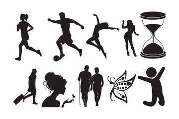 Sports, Travel, and Life Balance Silhouettes Vector Pack