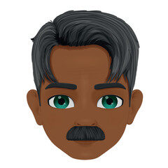 middle-aged dark-skinned mustached man face
