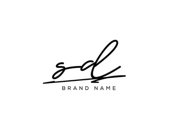 SDletter elegant cursive beauty handwriting logo.