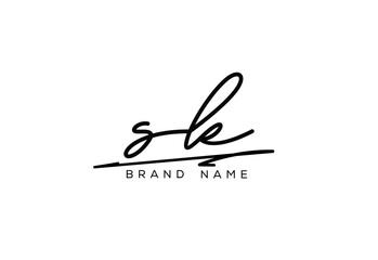 SK letter elegant cursive beauty handwriting logo.