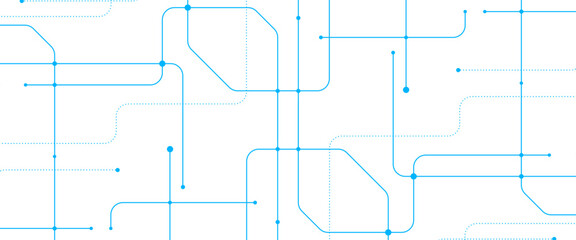 Vector abstract technology tech line with crossed lines and dots.