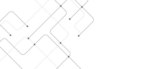 Vector abstract technology tech line with crossed lines and dots.