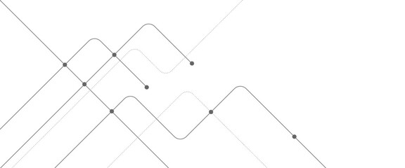 Vector abstract technology tech line with crossed lines and dots.