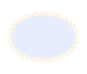 Oval shape blue frame painting isolated on transparent background. Perl frame. Silver beads frame for decoration. Chain vector illustration