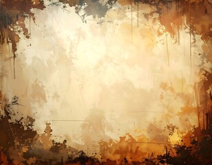 Obraz premium An antique and textured background resembling old paper or parchment, with brown watercolor stains, grunge elements, and a central light spot, perfect for vintage or historical themes.