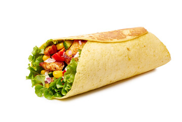 A Fresh and Colorful Tortilla Wrap Loaded Generously with Vibrant and Healthy Vegetables