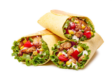 Enjoy our delicious and fresh burritos packed with colorful veggies and tender chicken