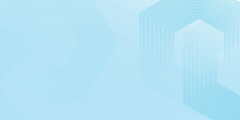 Modern white wavy glowing lines on a blue background. Futuristic digital art hexagon