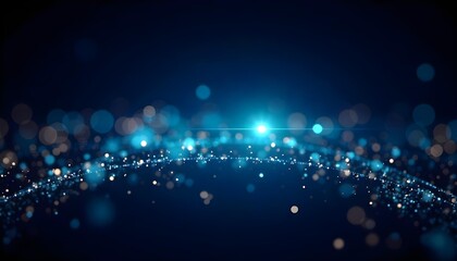 Abstract blue technology background with glowing light trails and geometric shapes, futuristic and modern design, dark blue color palette 