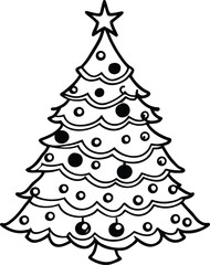 Festive christmas pine tree decorated with colorful ornaments isolated on white background isolated on transparent background