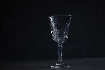 Crystal Glass in Low Light on Dark Background