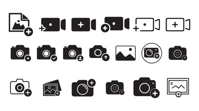 Camera add and upload photo icons