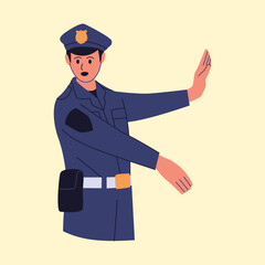Illustration of Police Officer Directing Traffic
