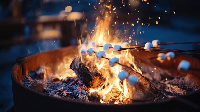Roasting marshmallows over a campfire creates a cozy and inviting atmosphere