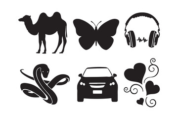Animals, Love, and Music Silhouette Vector Pac
