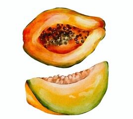 papaya isolated on white background