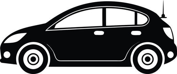 Compact hatchback car side profile silhouette
